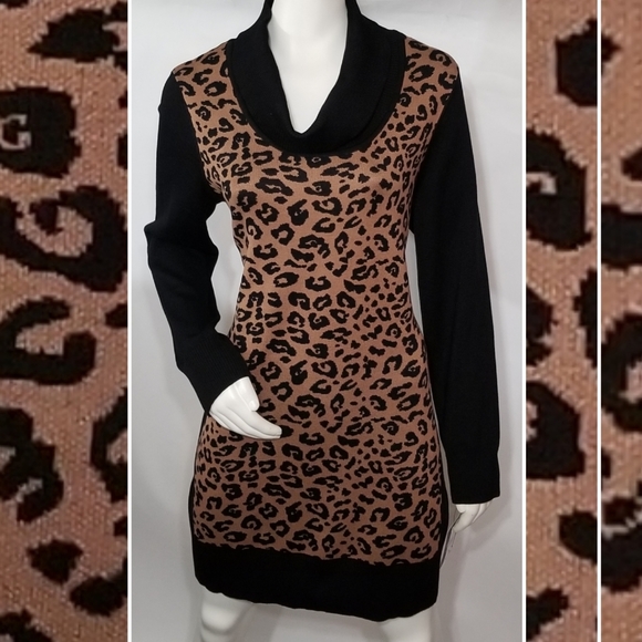 by & by Leopard Sweater Dress - Picture 2 of 3